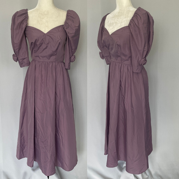 Vintage Dresses & Skirts - Vintage Maxi Dress Size 6 Purple Puff Sleeve A Line Princess Formal Prom 80s